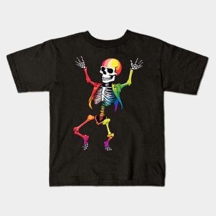 Dancing Skeleton Rainbow Kids T-Shirt